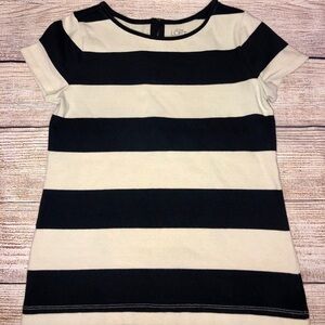 LOFT Cream and Black Striped Top